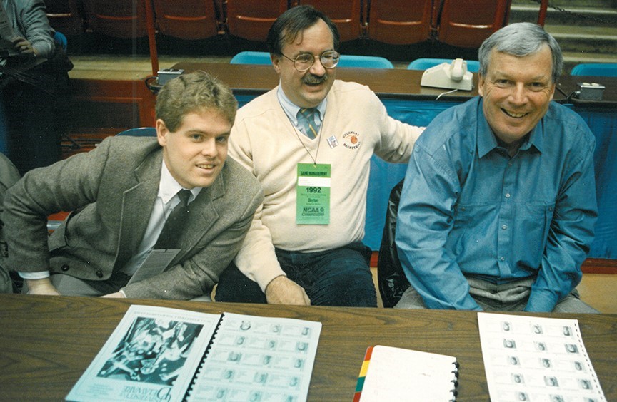 Selheimer, left, at the 1992 NCAA men’s basketball tournament.